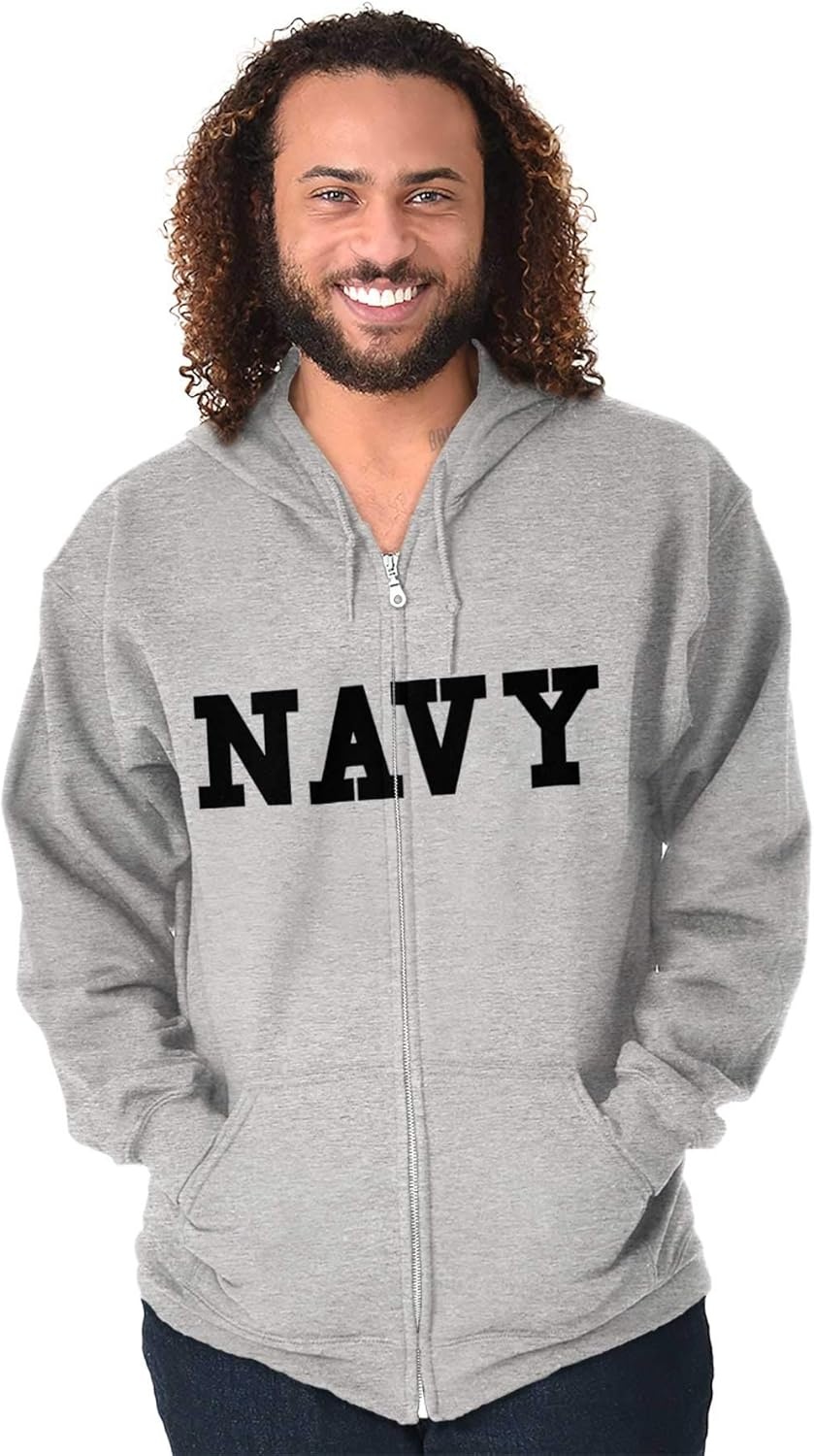 image:imageBrisco Brands United States Army Military Zip Up Hoodie Mens WomensNavy Sport Grey