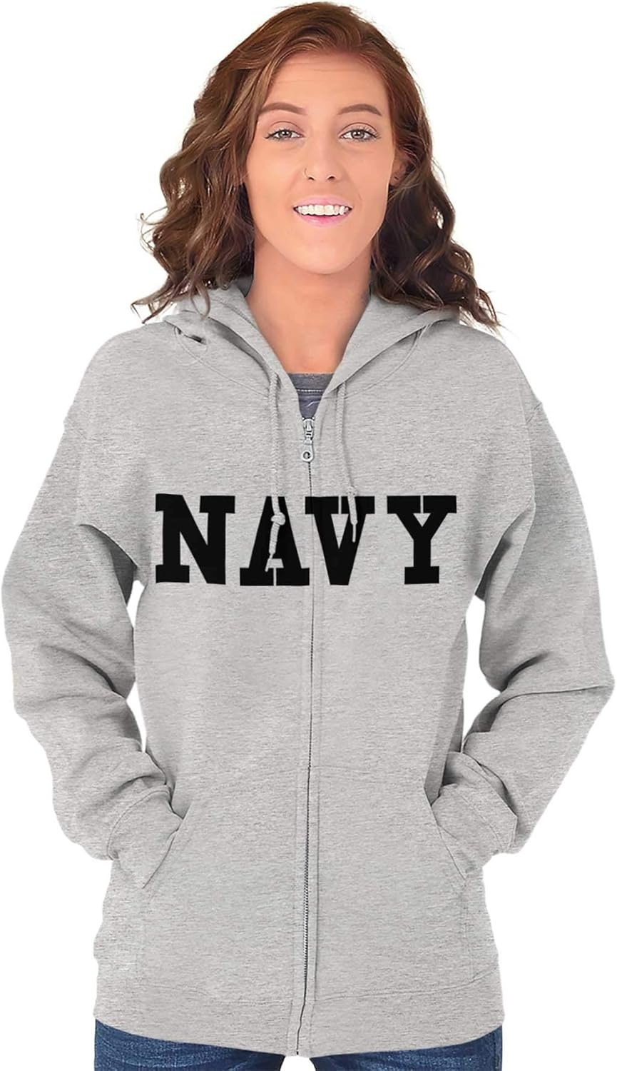 image:imageBrisco Brands United States Army Military Zip Up Hoodie Mens WomensNavy Sport Grey