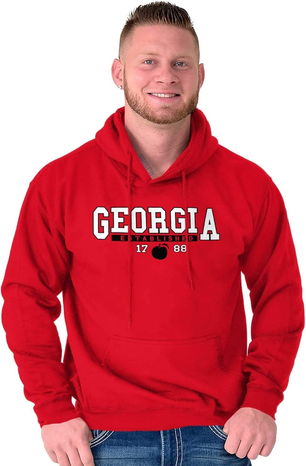 image:imageClassic Teaze Georgia GA Athletic Peach Souvenir Hoodie Sweatshirt Women MenRed