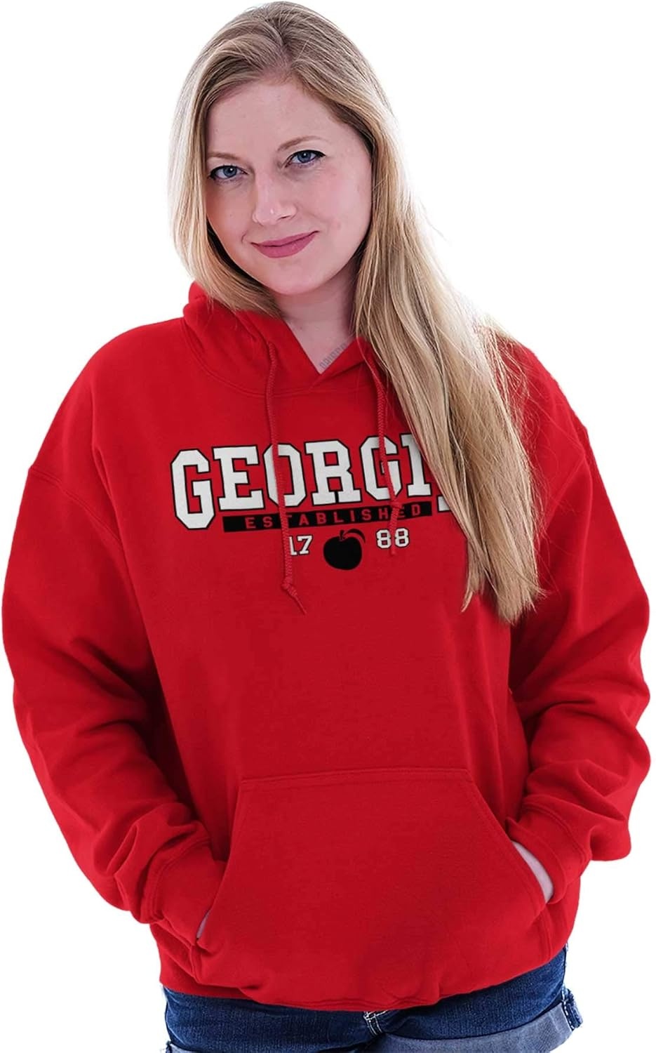 image:imageClassic Teaze Georgia GA Athletic Peach Souvenir Hoodie Sweatshirt Women MenRed