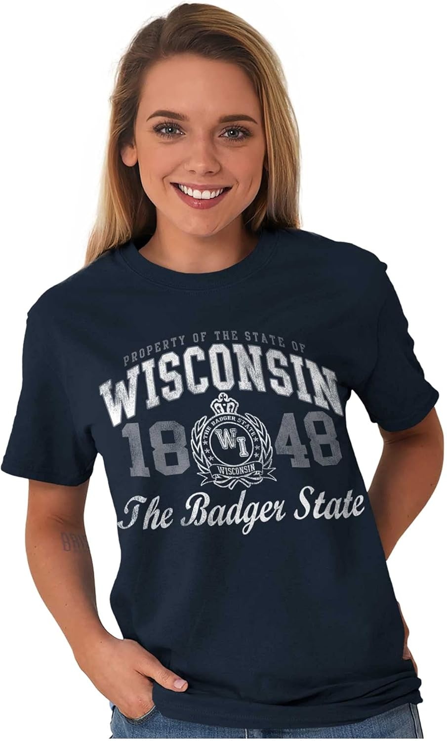 image:imageClassic Teaze Property of Wisconsin Badger State Womens Graphic T Shirt TeesNavy