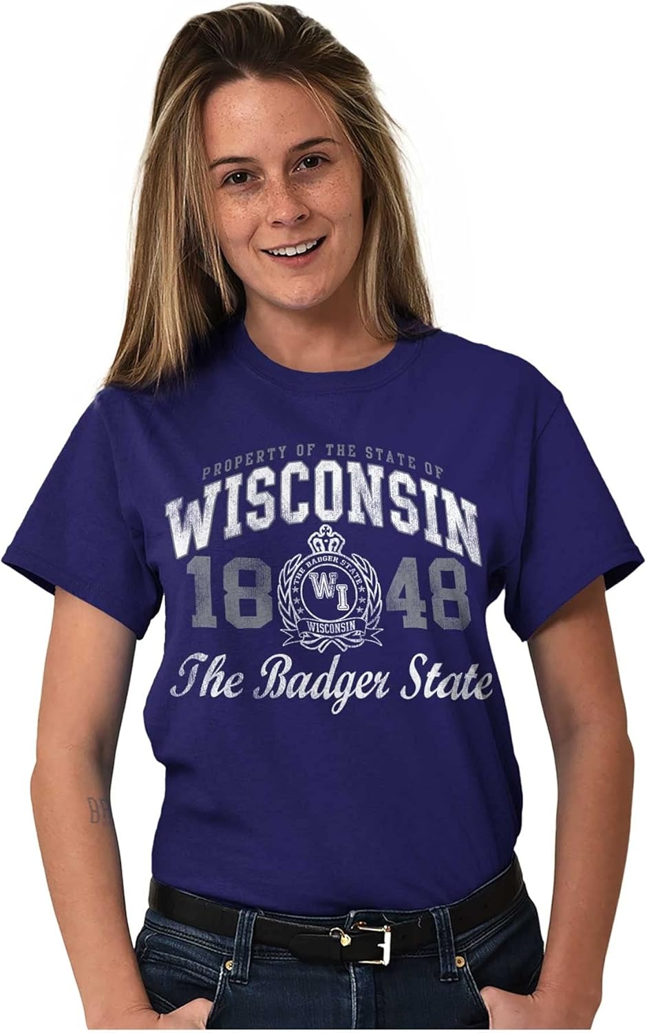 image:imageClassic Teaze Property of Wisconsin Badger State Womens Graphic T Shirt TeesPurple