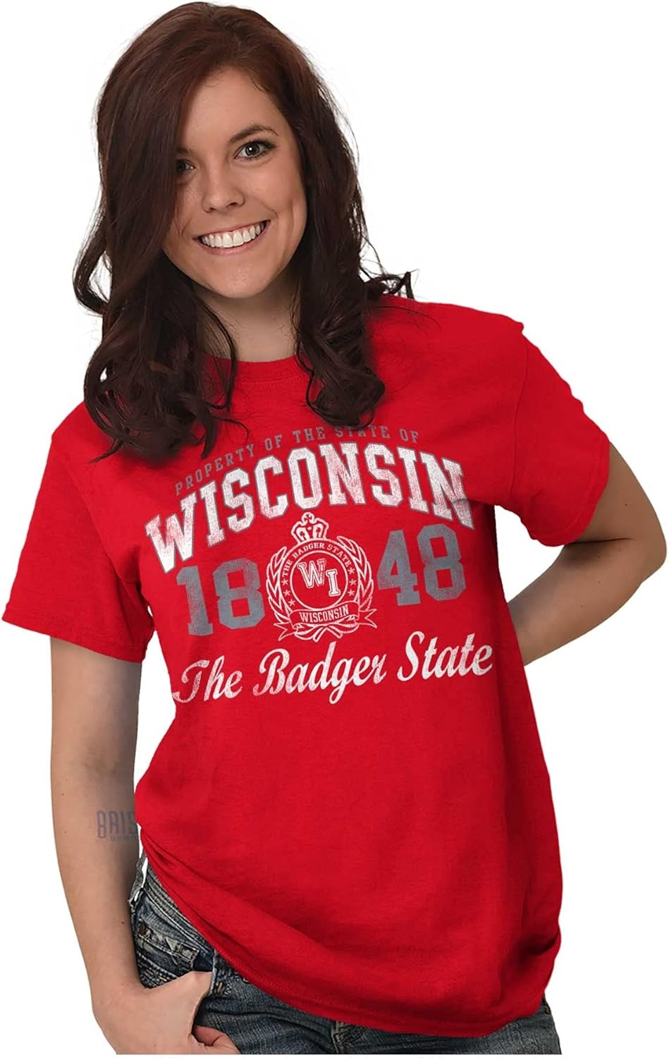 image:imageClassic Teaze Property of Wisconsin Badger State Womens Graphic T Shirt TeesRed