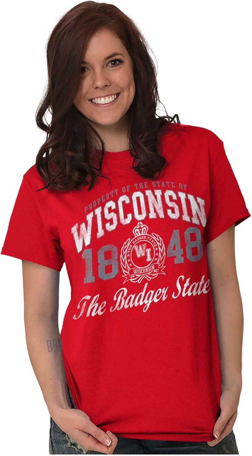 image:imageClassic Teaze Property of Wisconsin Badger State Womens Graphic T Shirt TeesRed
