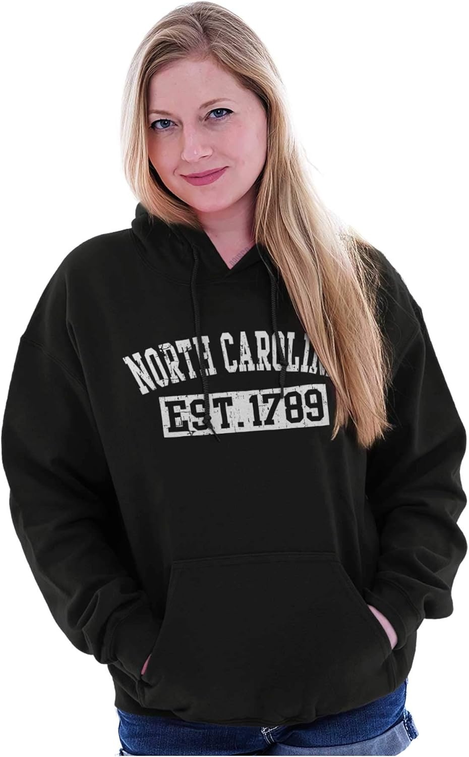 image:imageClassic Teaze Vintage North Carolina Distressed Est Hoodie Sweatshirt Women MenBlack