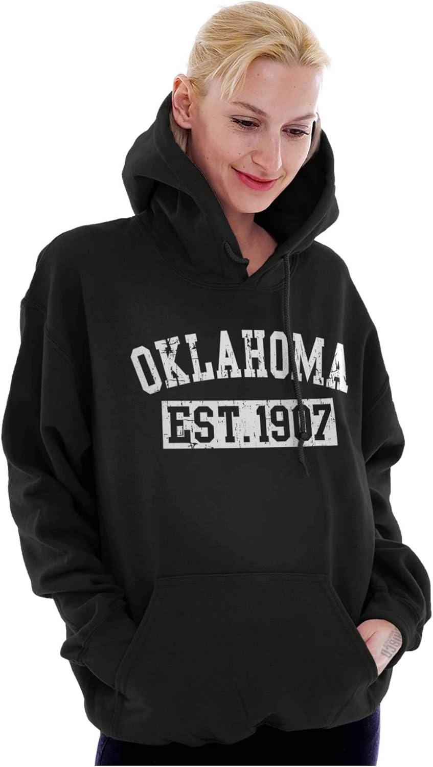 image:imageClassic Teaze Vintage Oklahoma Distressed Athletic Hoodie Sweatshirt Women MenBlack