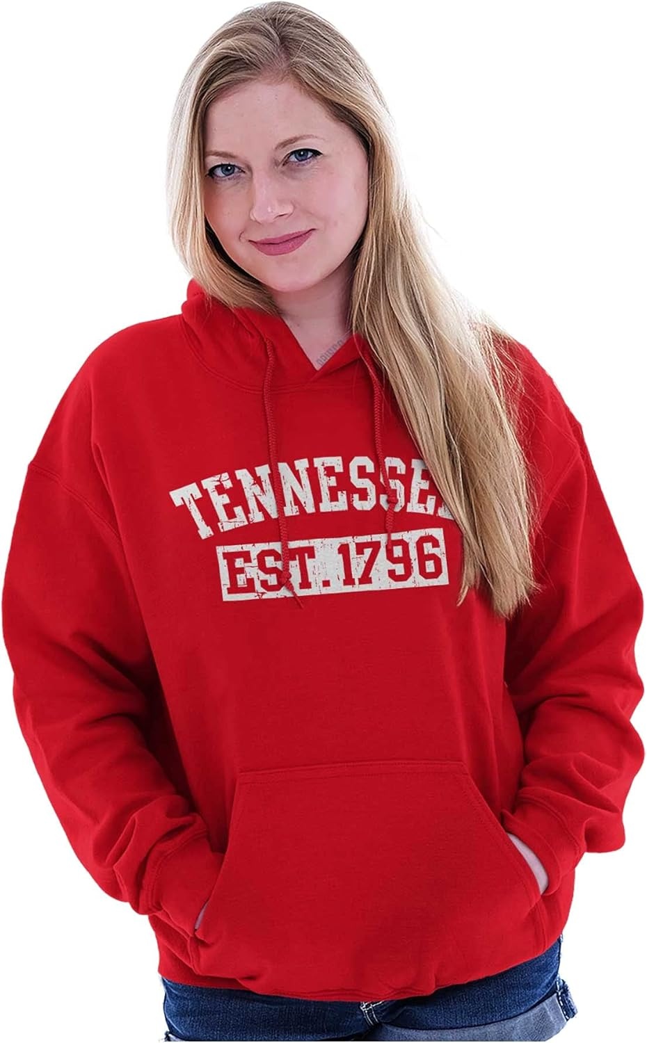 image:imageClassic Teaze Vintage Tennessee Distressed Athletic Hoodie Sweatshirt Women MenRed