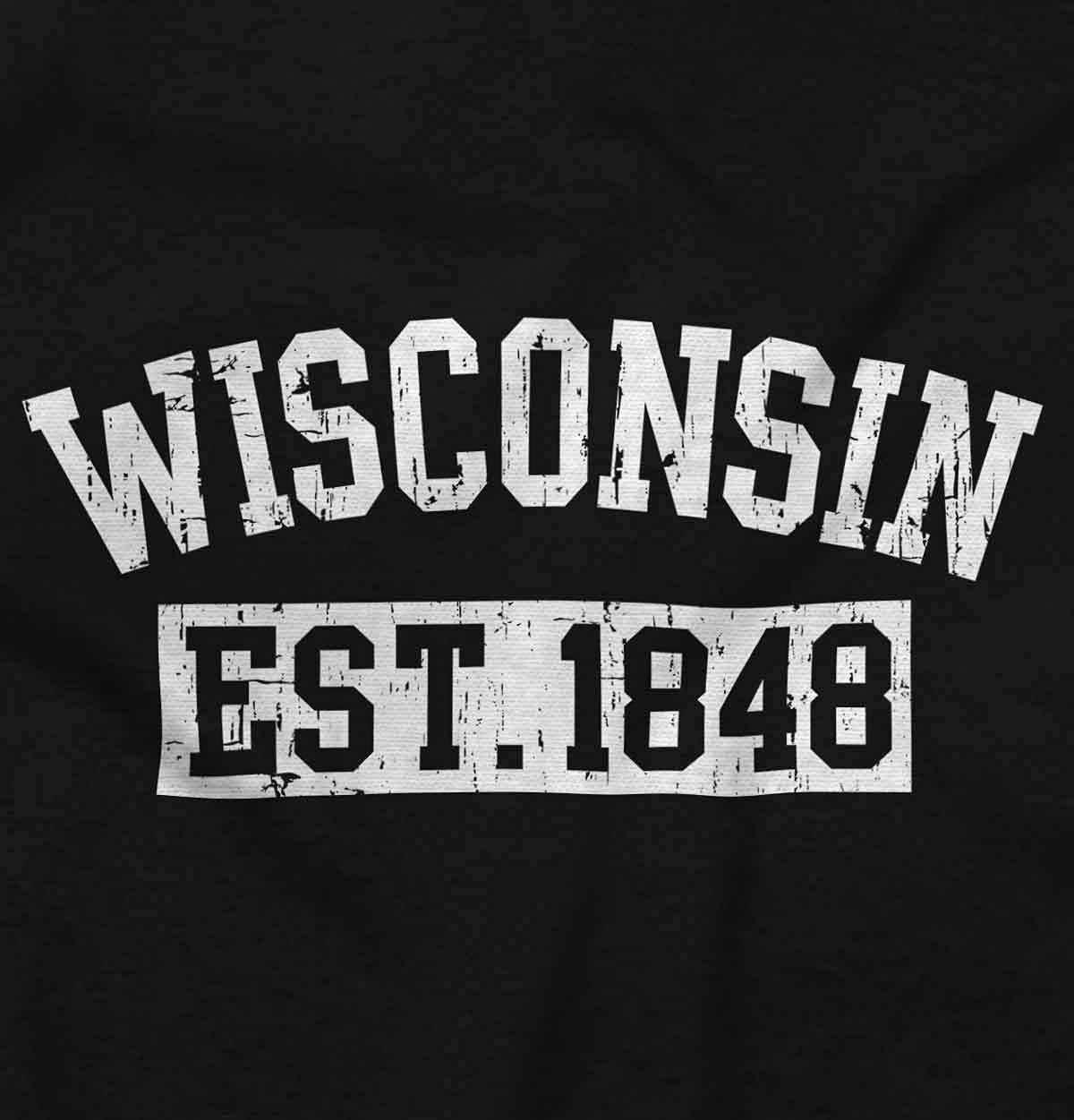 image:imageClassic Teaze Wisconsin Distressed Athletic State Hoodie Sweatshirt Women MenBlack