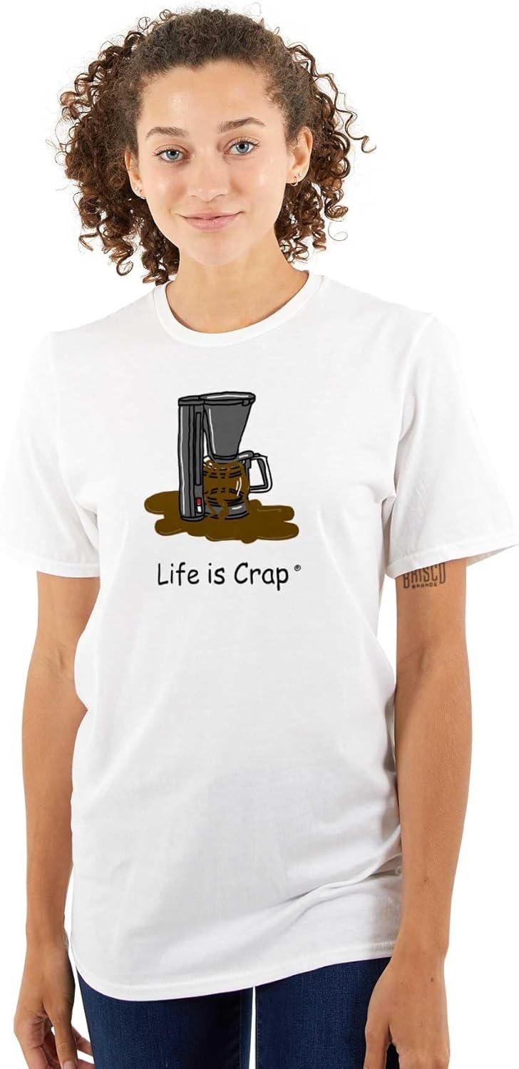 image:imageCoffee Pot Caffeine Fail Life is Crap Graphic T Shirt Men or WomenWhite