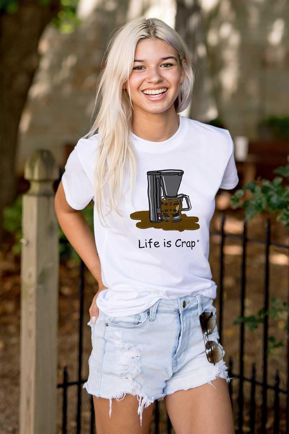 image:imageCoffee Pot Caffeine Fail Life is Crap Graphic T Shirt Men or WomenWhite