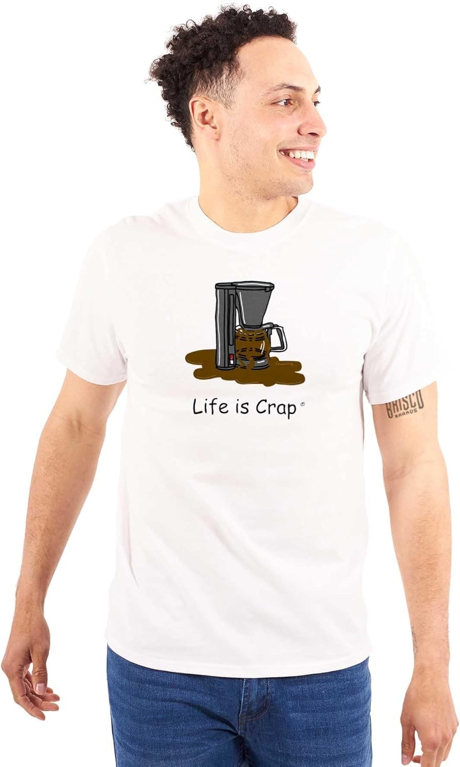 image:imageCoffee Pot Caffeine Fail Life is Crap Graphic T Shirt Men or WomenWhite