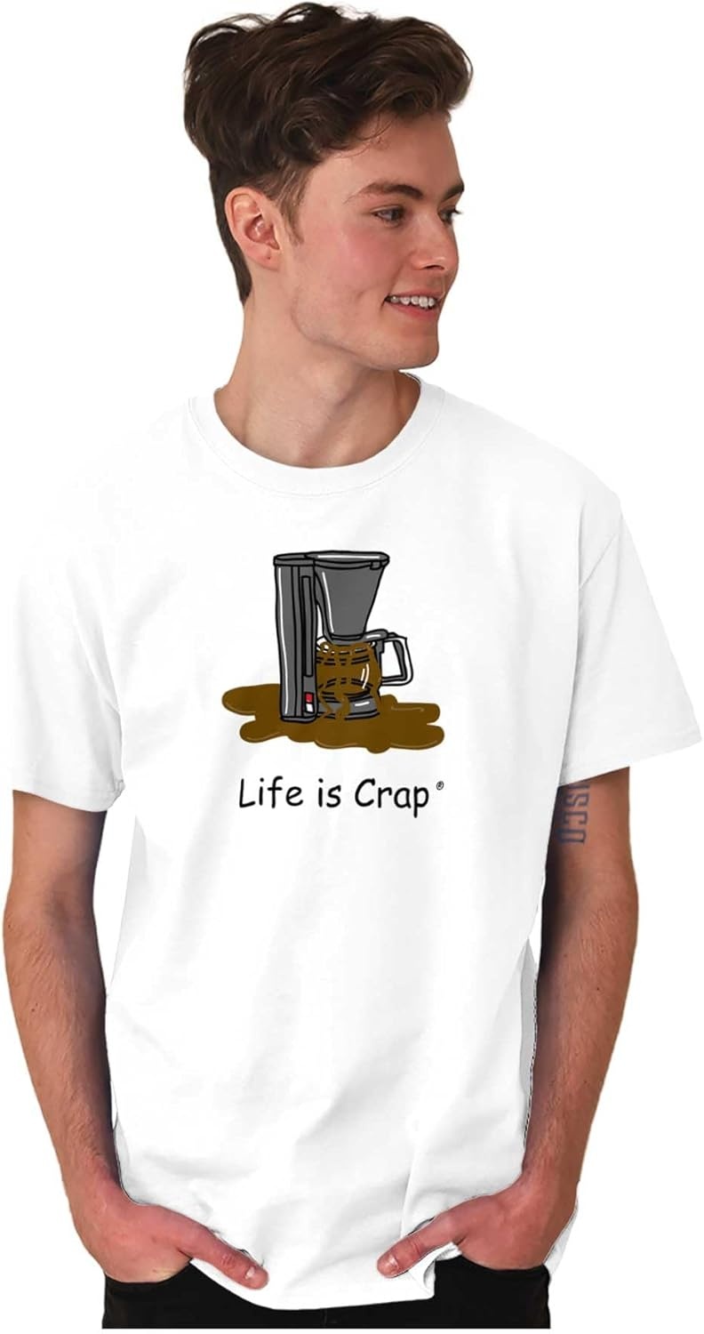 image:imageCoffee Pot Caffeine Fail Life is Crap Graphic T Shirt Men or WomenWhite
