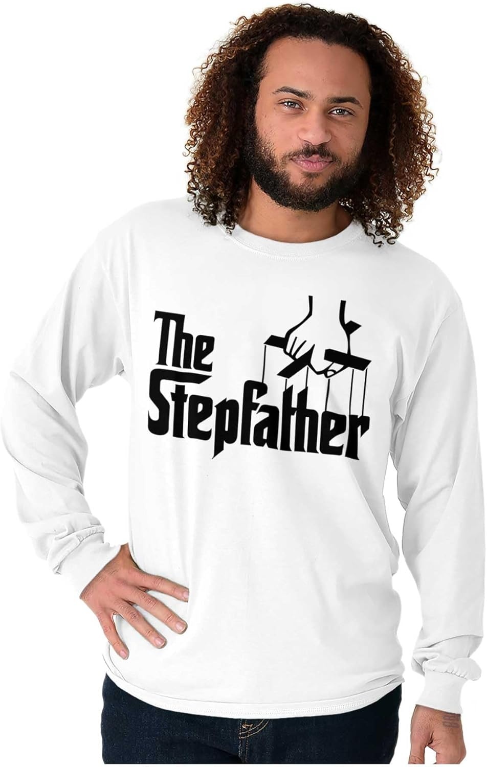 image:imageFunny Fathers Italian Mafia Puppet Movie Logo Mens Long Sleeve Graphic TshirtWhite