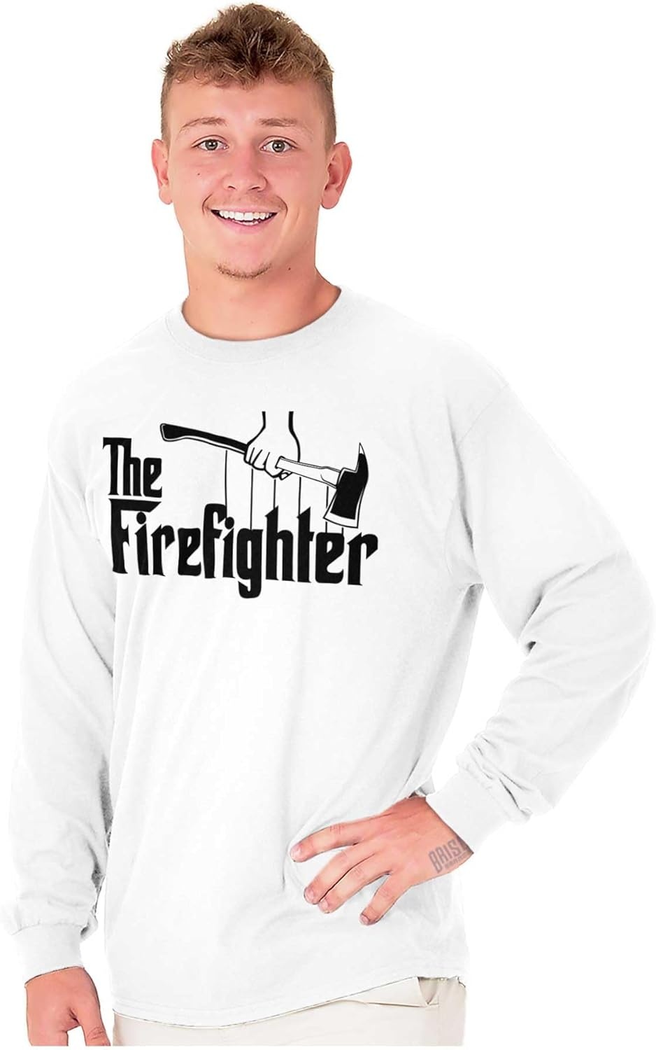 image:imageFunny Fathers Italian Mafia Puppet Movie Logo Mens Long Sleeve Graphic TshirtWhite