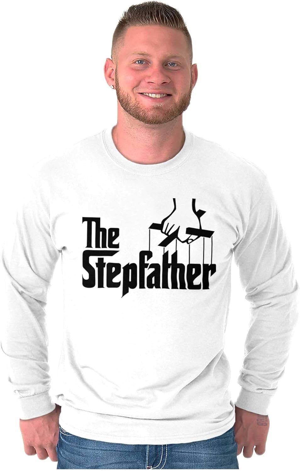 image:imageFunny Fathers Italian Mafia Puppet Movie Logo Mens Long Sleeve Graphic TshirtWhite