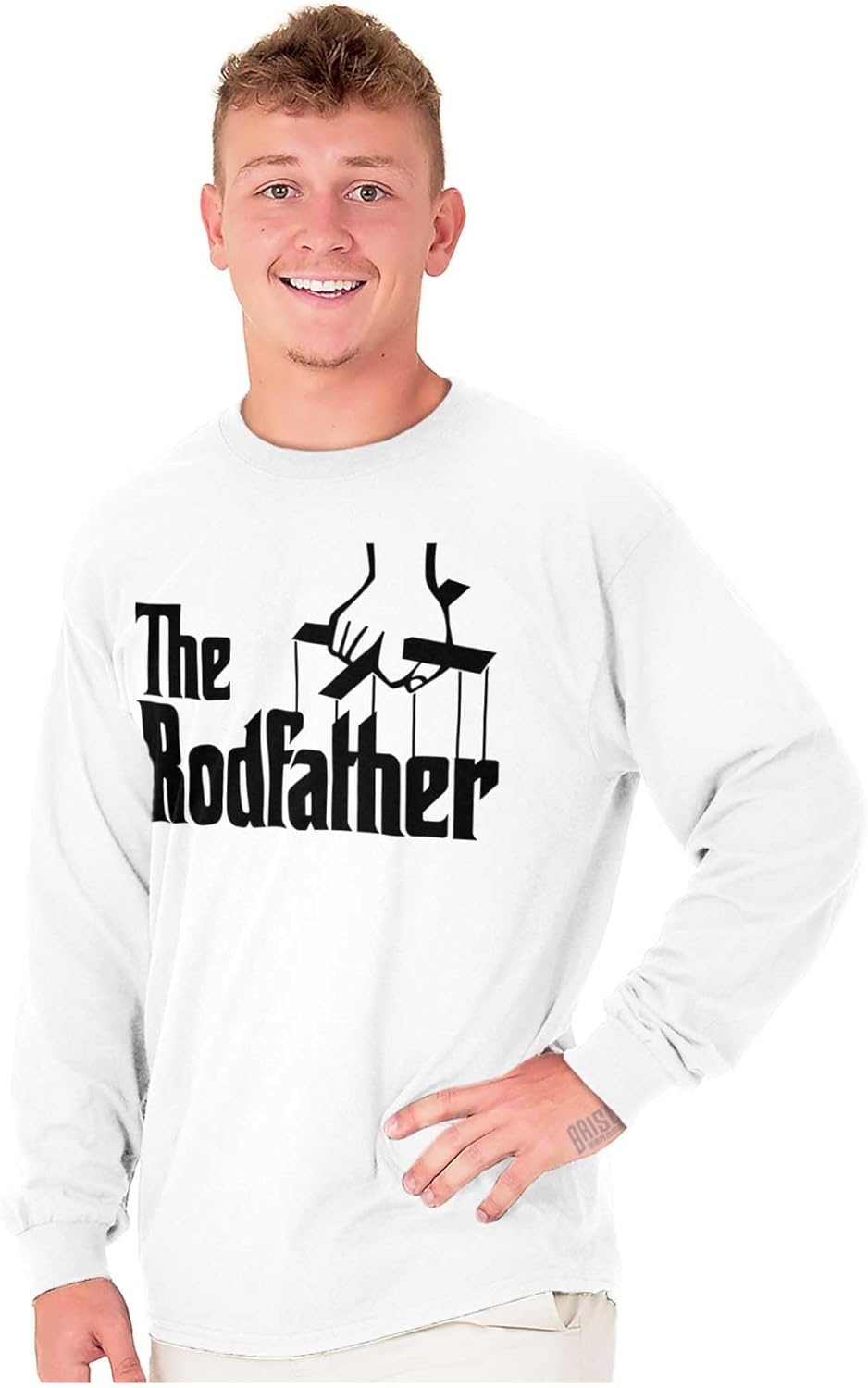 image:imageFunny Fathers Italian Mafia Puppet Movie Logo Mens Long Sleeve Graphic TshirtWhite