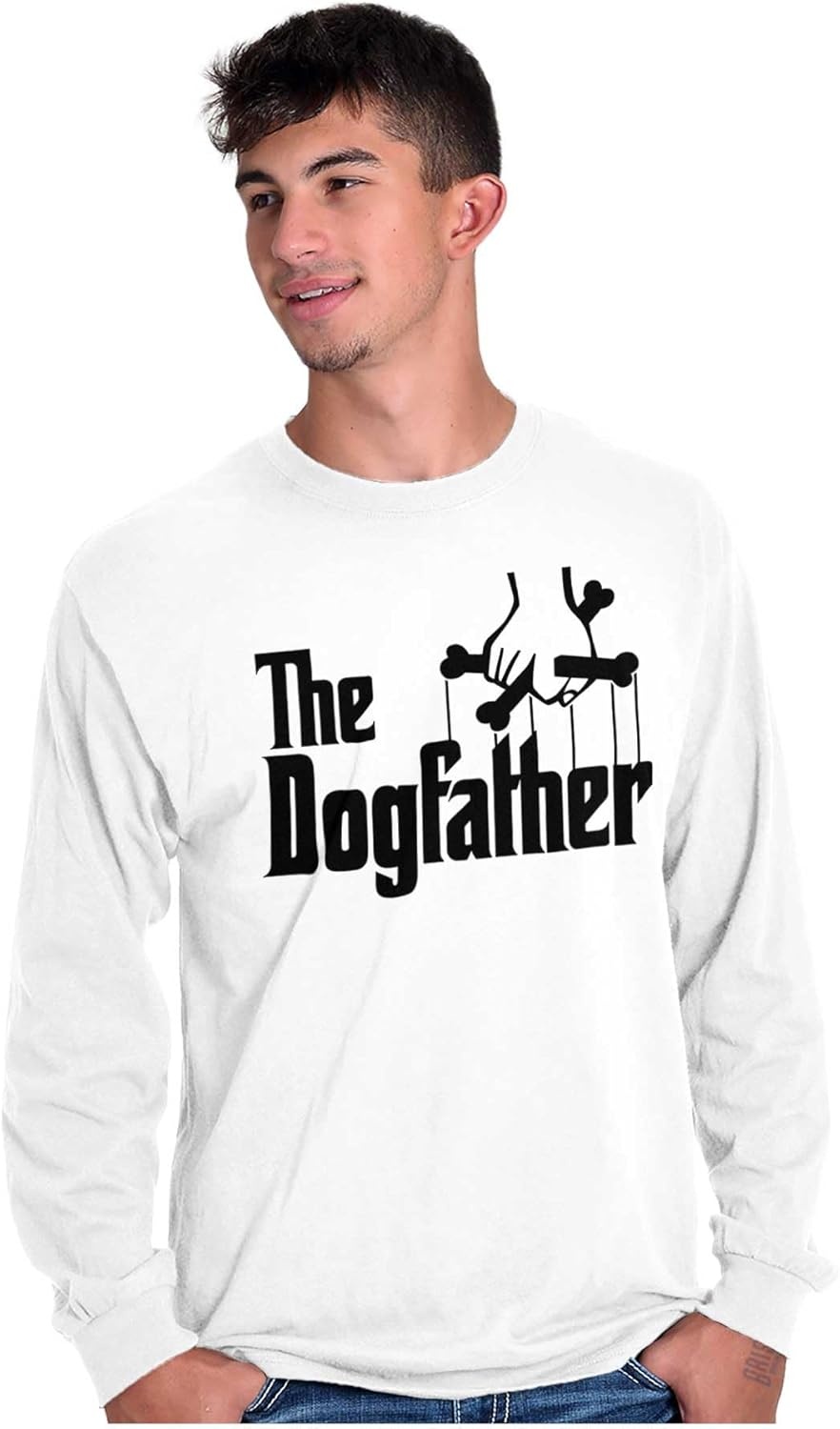 image:imageFunny Fathers Italian Mafia Puppet Movie Logo Mens Long Sleeve Graphic TshirtWhite