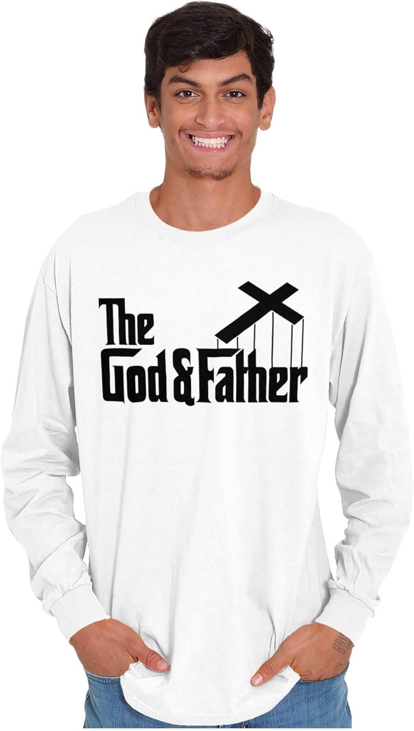 image:imageFunny Fathers Italian Mafia Puppet Movie Logo Mens Long Sleeve Graphic TshirtWhite