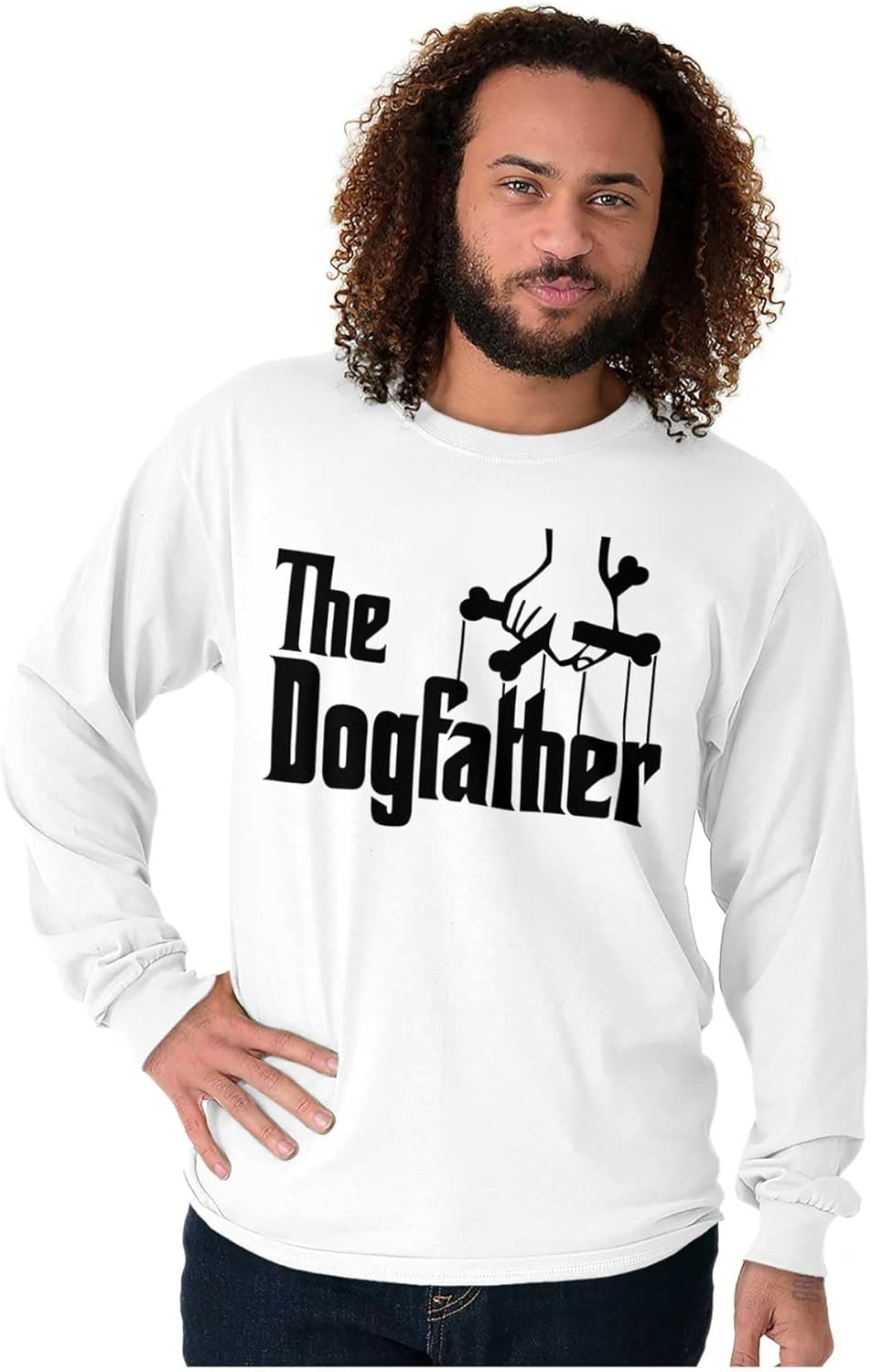 image:imageFunny Fathers Italian Mafia Puppet Movie Logo Mens Long Sleeve Graphic TshirtWhite