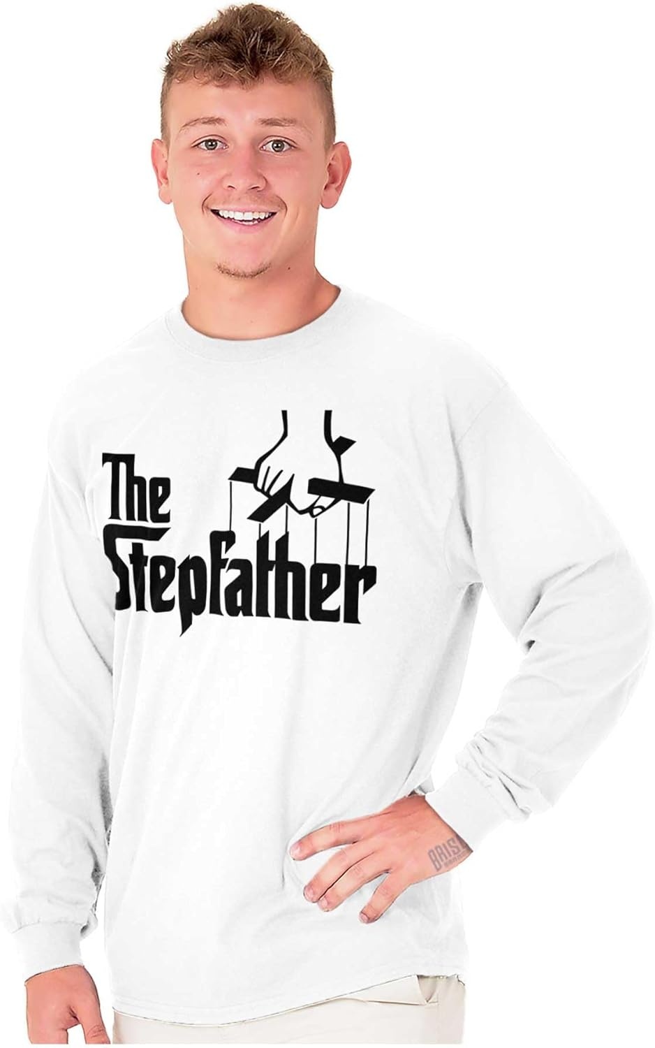 image:imageFunny Fathers Italian Mafia Puppet Movie Logo Mens Long Sleeve Graphic TshirtWhite