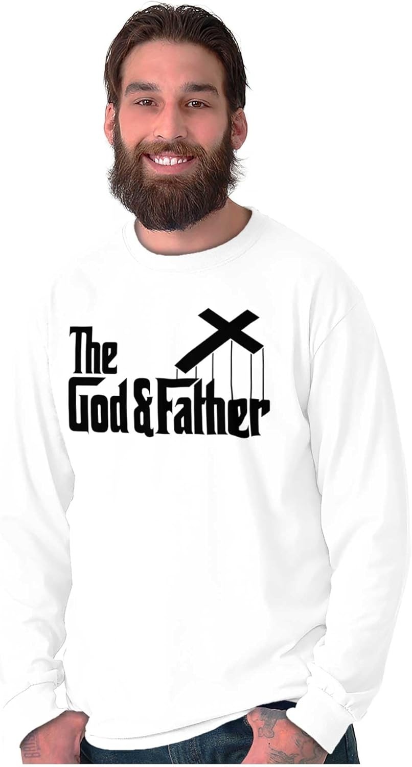 image:imageFunny Fathers Italian Mafia Puppet Movie Logo Mens Long Sleeve Graphic TshirtWhite