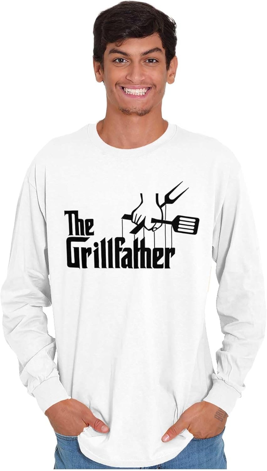 image:imageFunny Fathers Italian Mafia Puppet Movie Logo Mens Long Sleeve Graphic TshirtWhite