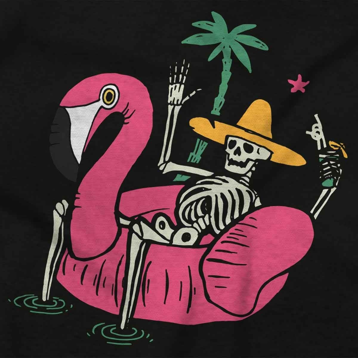 image:imageFunny Skeleton Flamingo Floatie Graphic T Shirt Men or WomenBlack