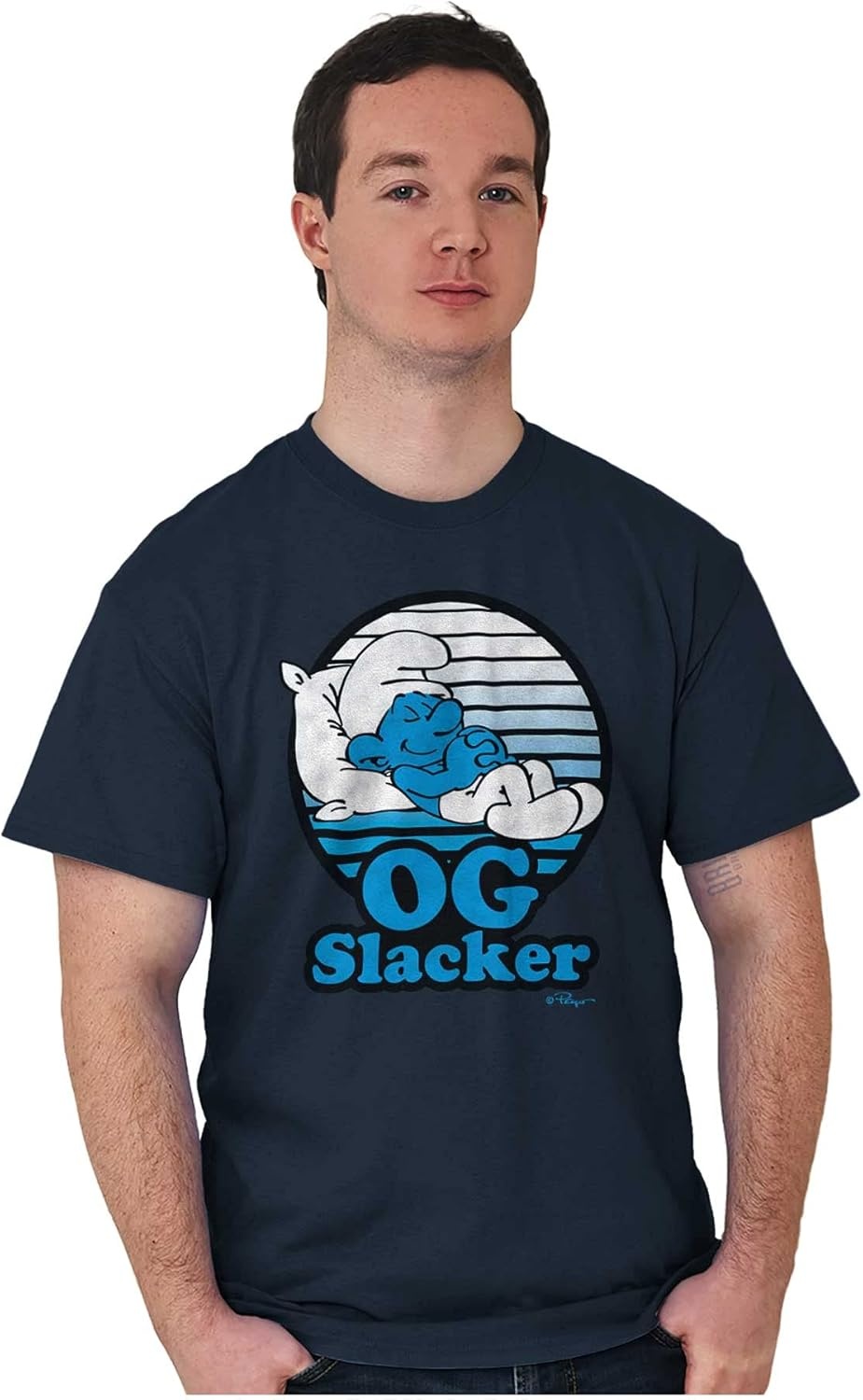 image:imageLazy Smurf OG Slacker Sleepy Naps Graphic T Shirt Men or WomenNavy