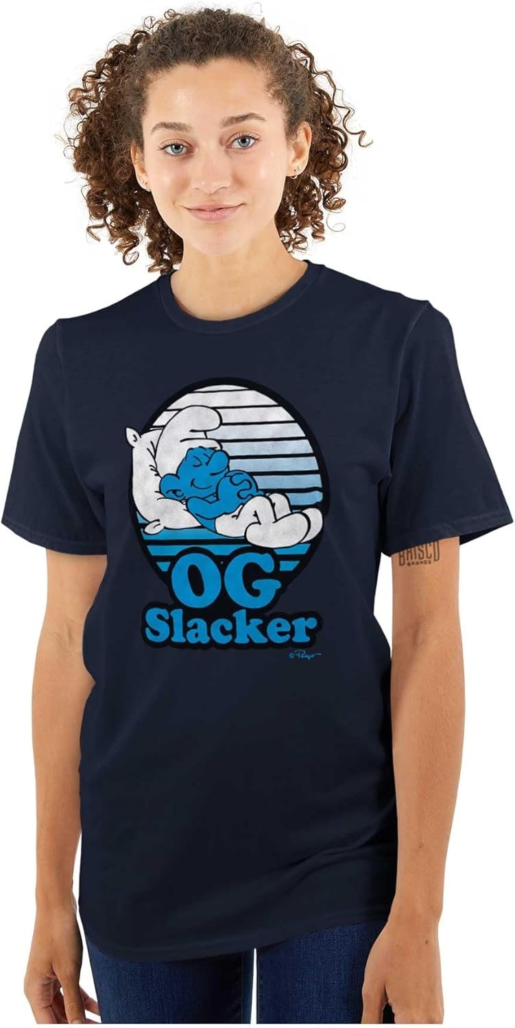 image:imageLazy Smurf OG Slacker Sleepy Naps Graphic T Shirt Men or WomenNavy