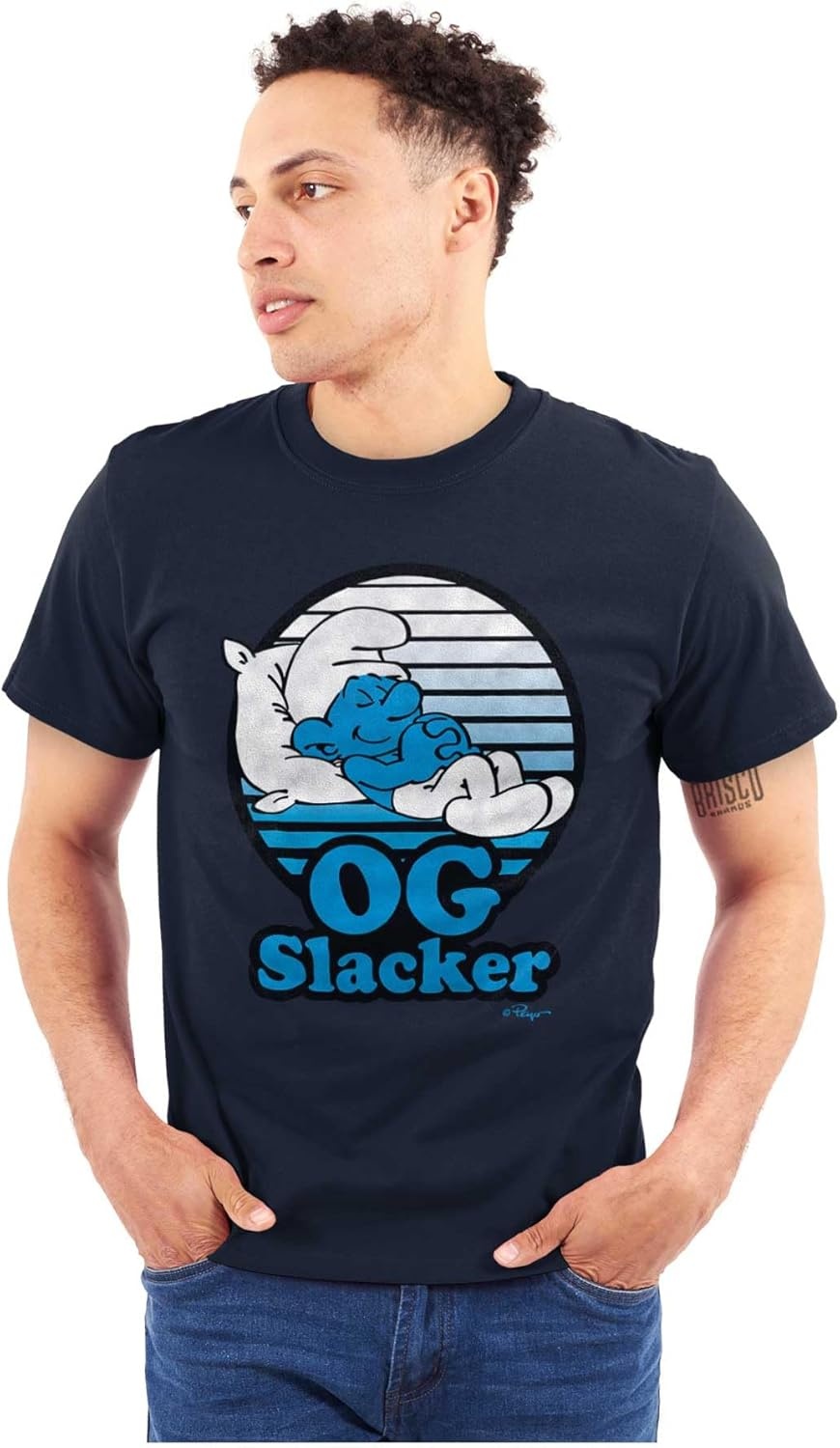 image:imageLazy Smurf OG Slacker Sleepy Naps Graphic T Shirt Men or WomenNavy