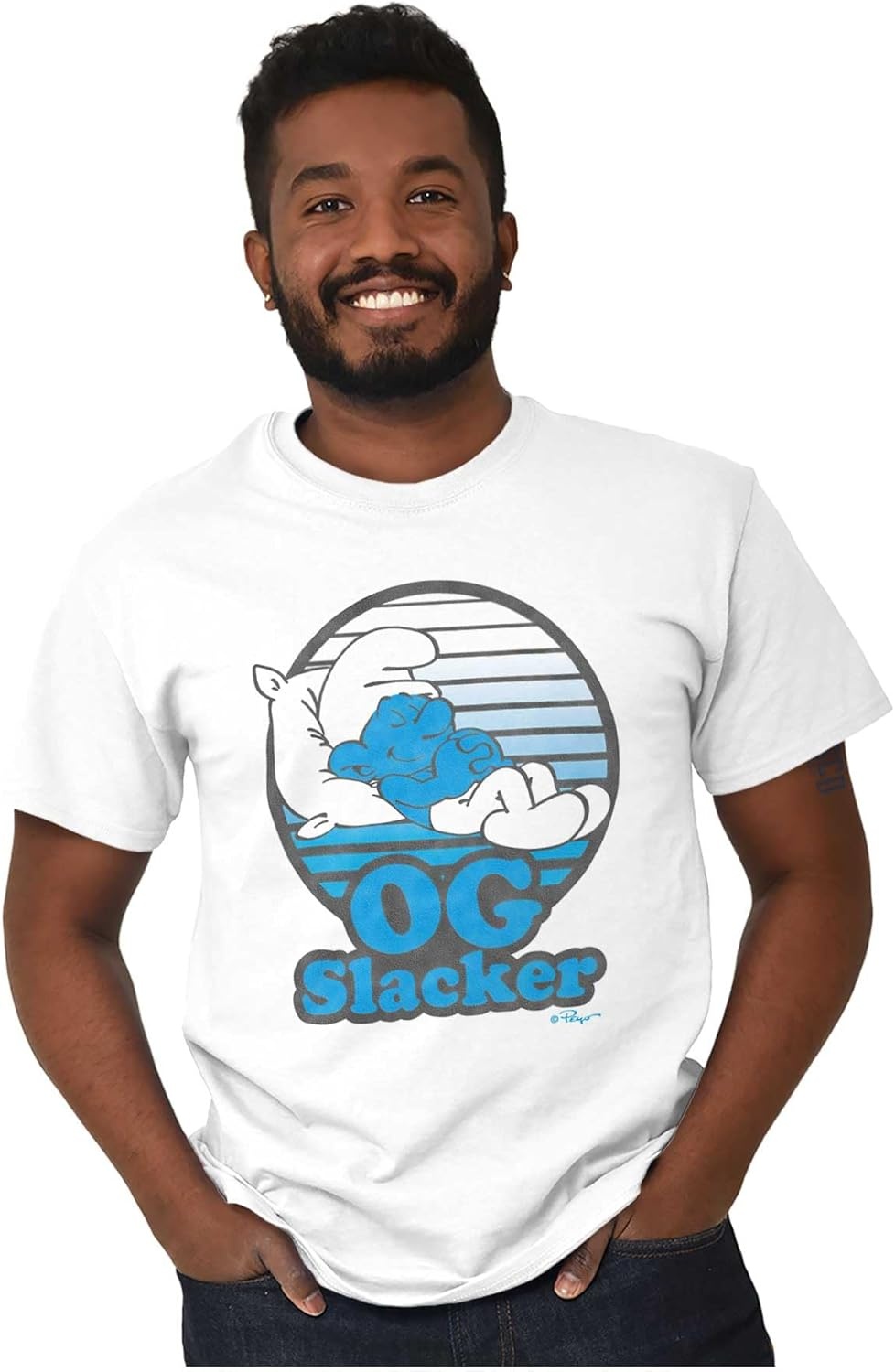 image:imageLazy Smurf OG Slacker Sleepy Naps Graphic T Shirt Men or WomenWhite
