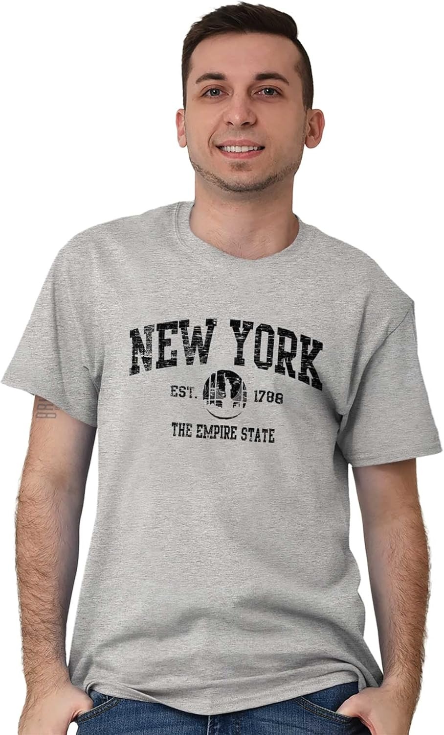 image:imageNew York NYC Empire Statue of Liberty Graphic T Shirt Men or WomenSport Grey