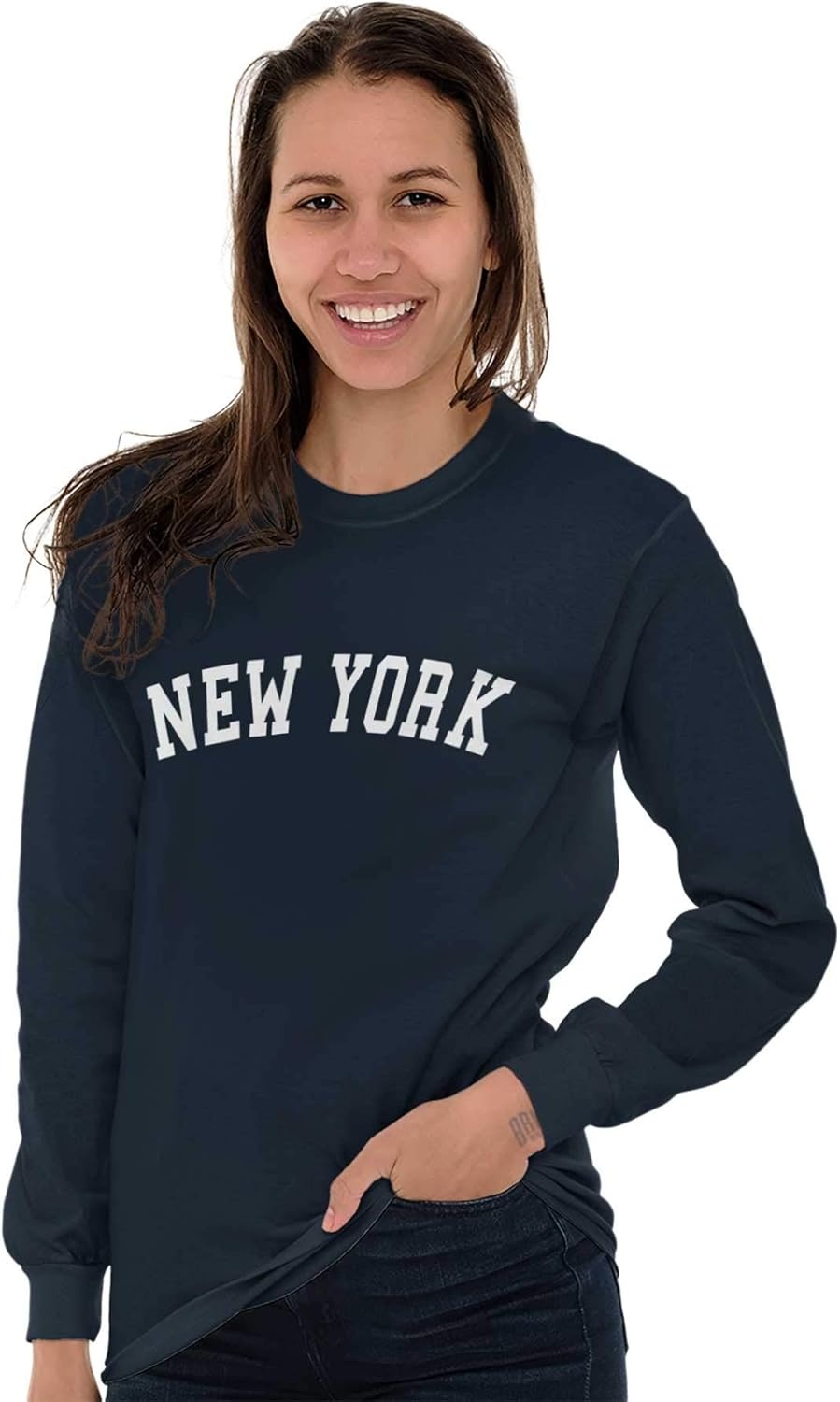 image:imageNew York Simple Traditional Classic Long Sleeve Tshirt Men WomenNavy