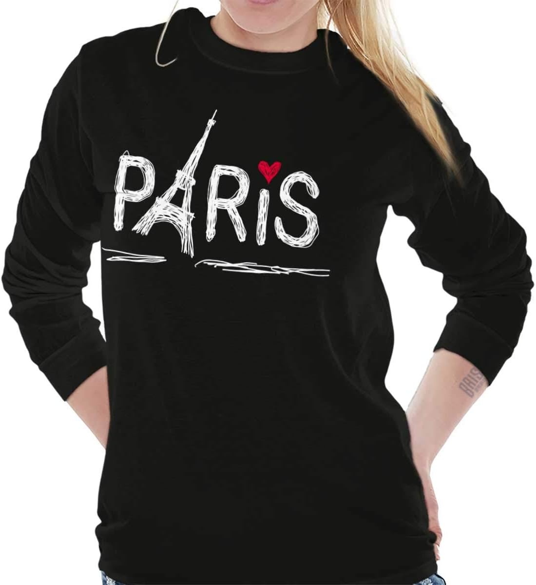 image:imageParis France Eiffel Tower Souvenir Womens Long Sleeve T ShirtBlack
