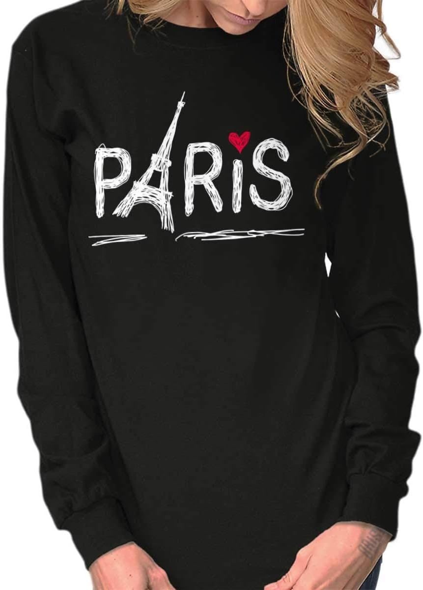 image:imageParis France Eiffel Tower Souvenir Womens Long Sleeve T ShirtBlack
