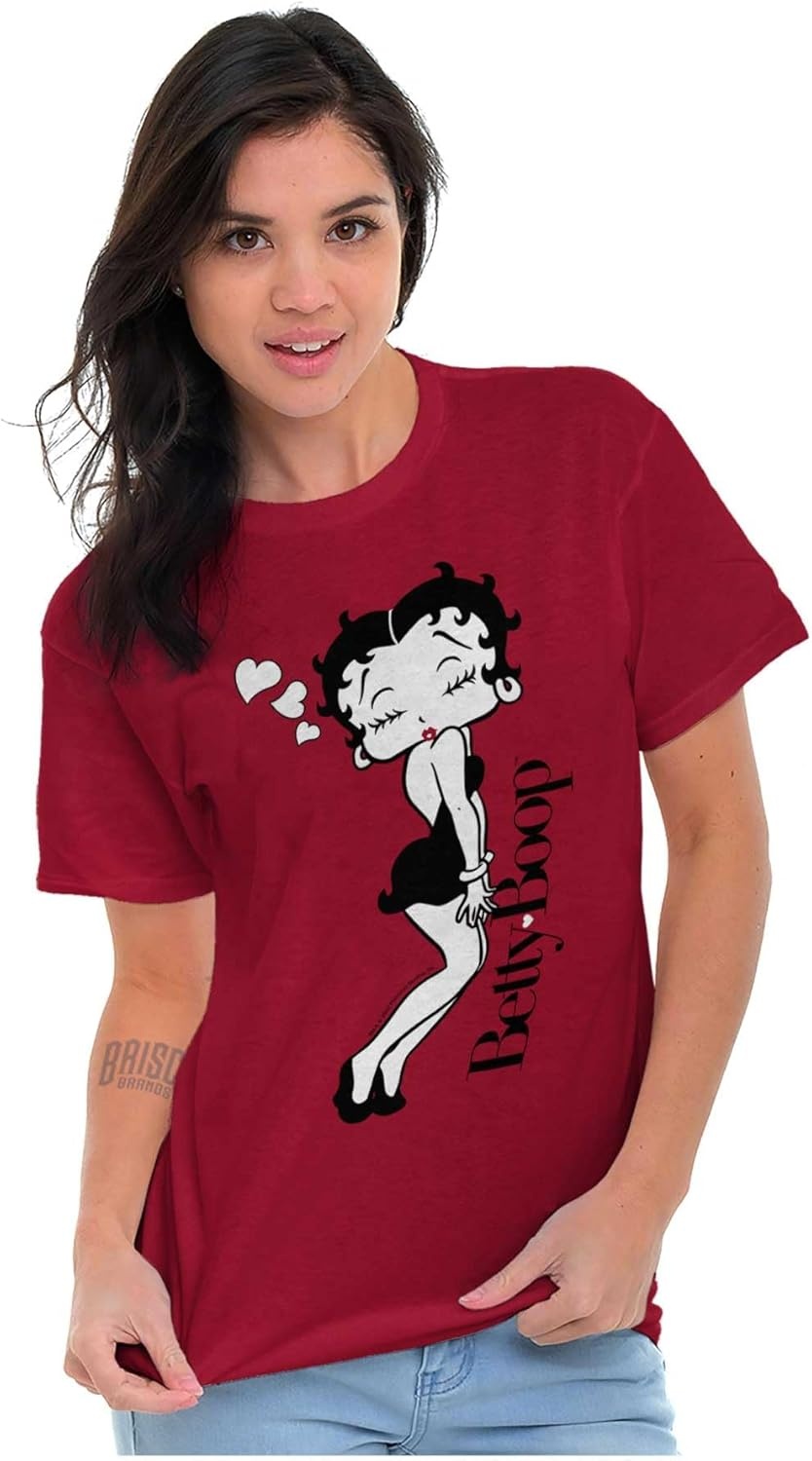 image:imageRetro Betty Boop Cartoon Love Kisses Womens Graphic T Shirt TeesCardinal Red