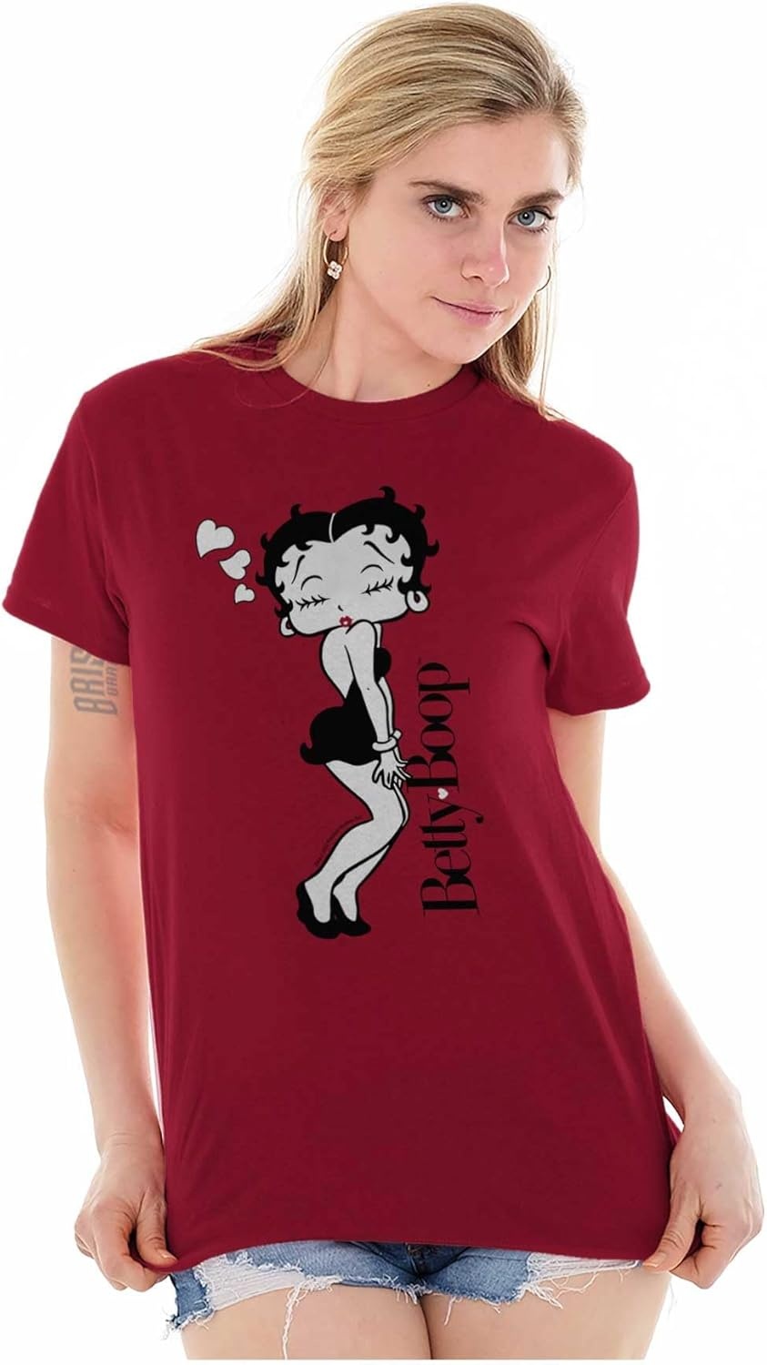 image:imageRetro Betty Boop Cartoon Love Kisses Womens Graphic T Shirt TeesCardinal Red