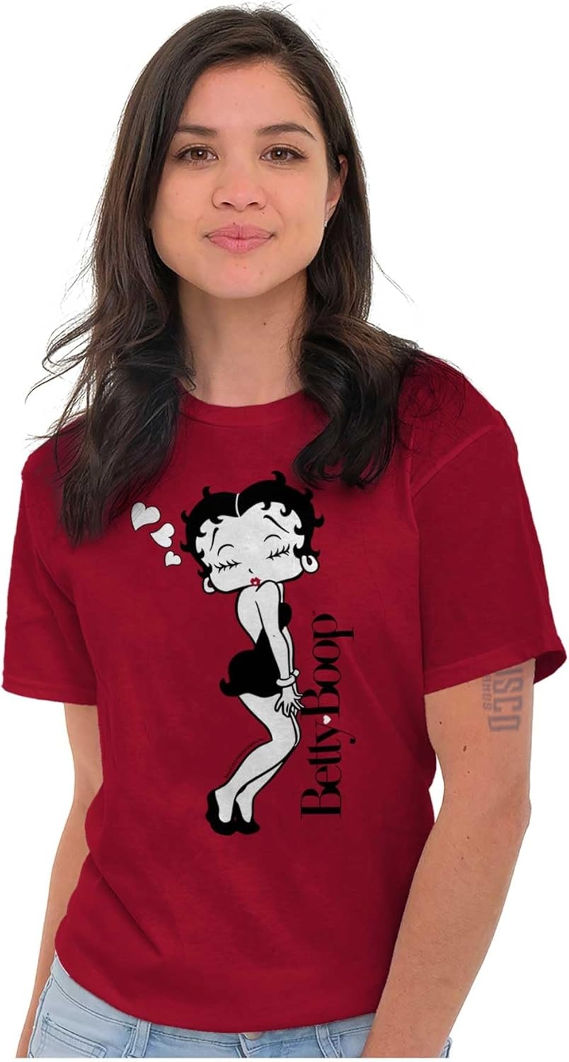 image:imageRetro Betty Boop Cartoon Love Kisses Womens Graphic T Shirt TeesCardinal Red