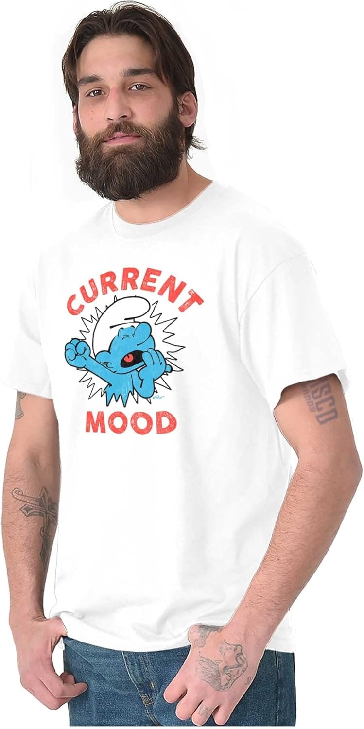 image:imageSleepy Smurf Current Mood Tired Lazy Graphic T Shirt Men or WomenWhite