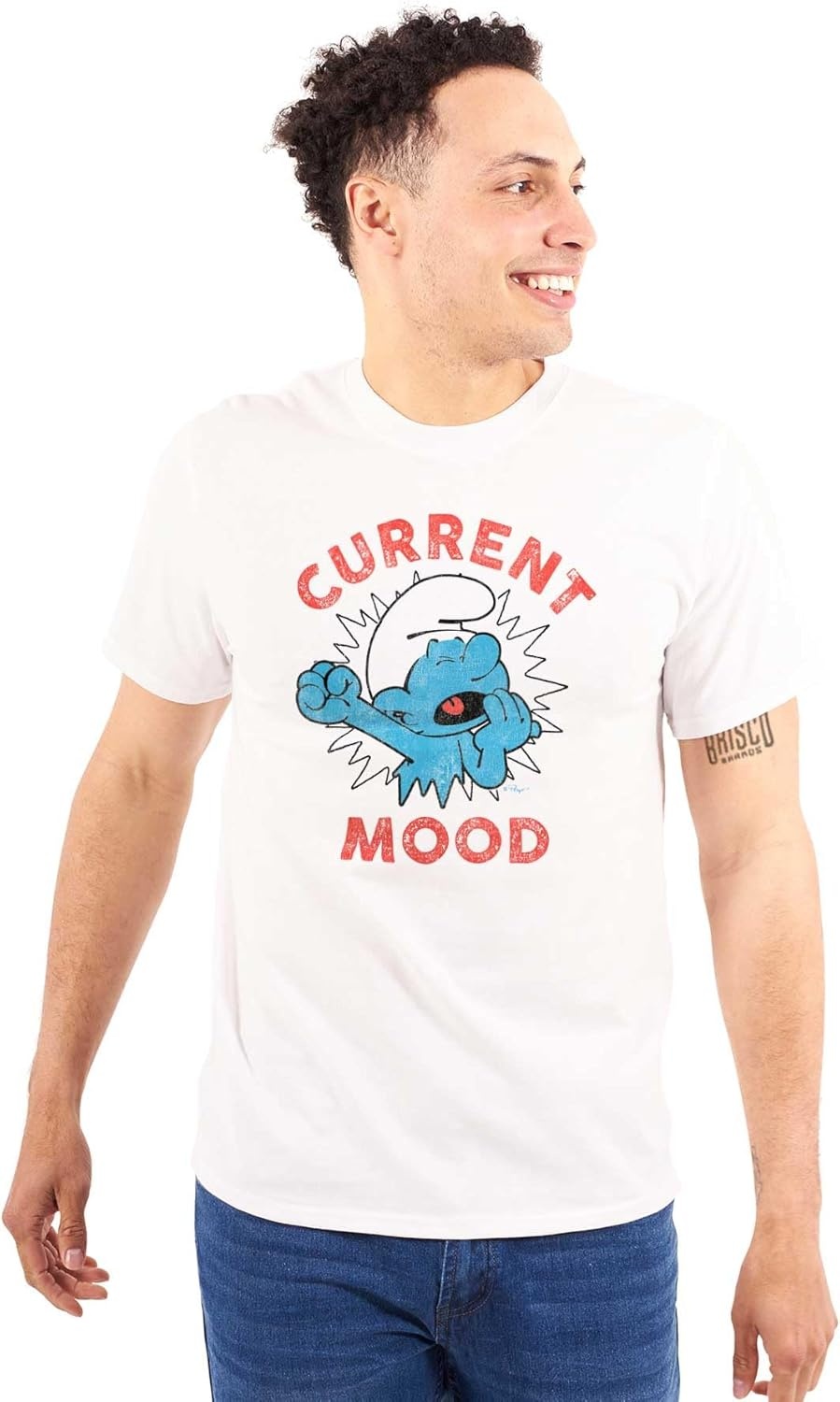 image:imageSleepy Smurf Current Mood Tired Lazy Graphic T Shirt Men or WomenWhite