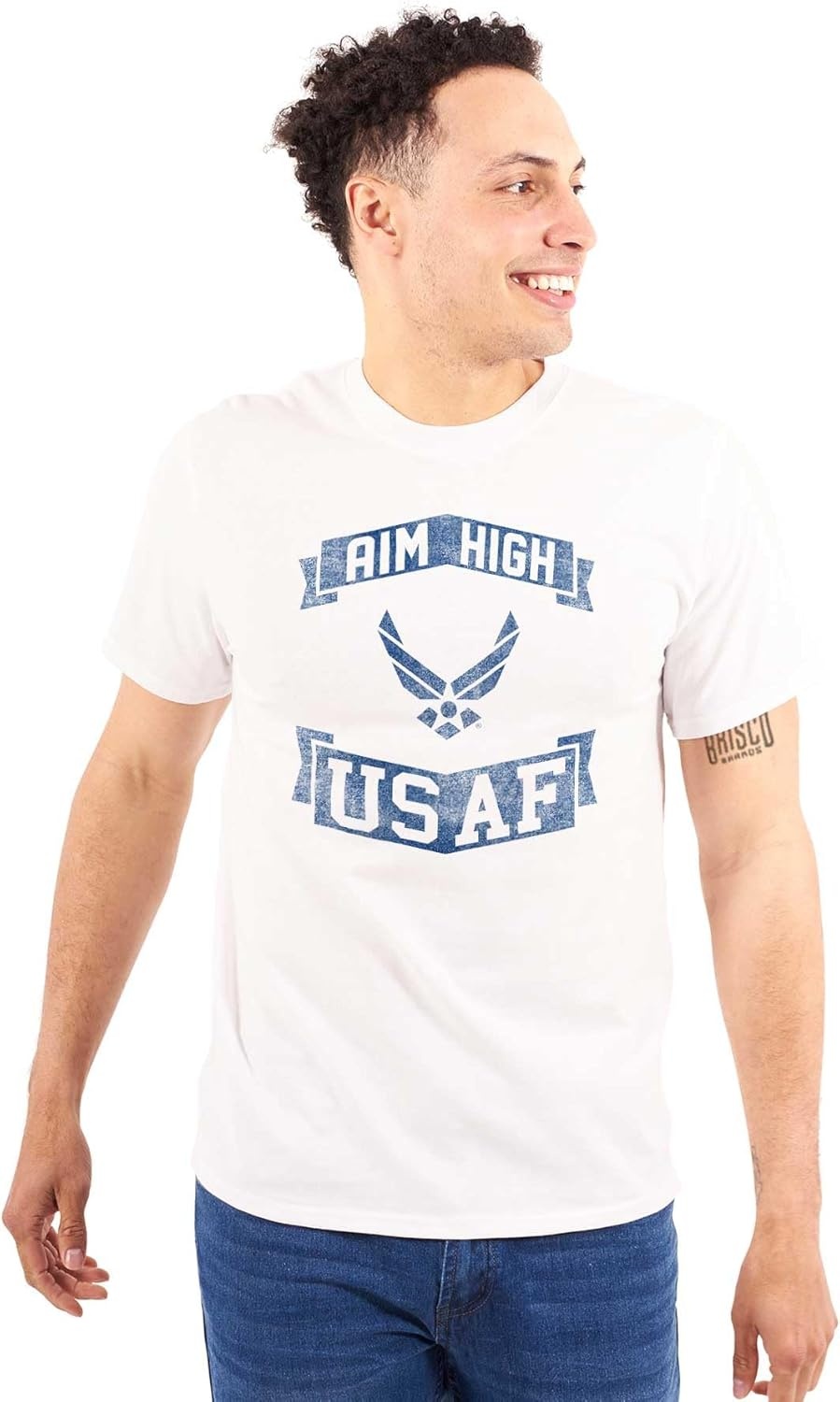 image:imageUS Air Force USAF Wings Aim High Graphic T Shirt Men or WomenWhite