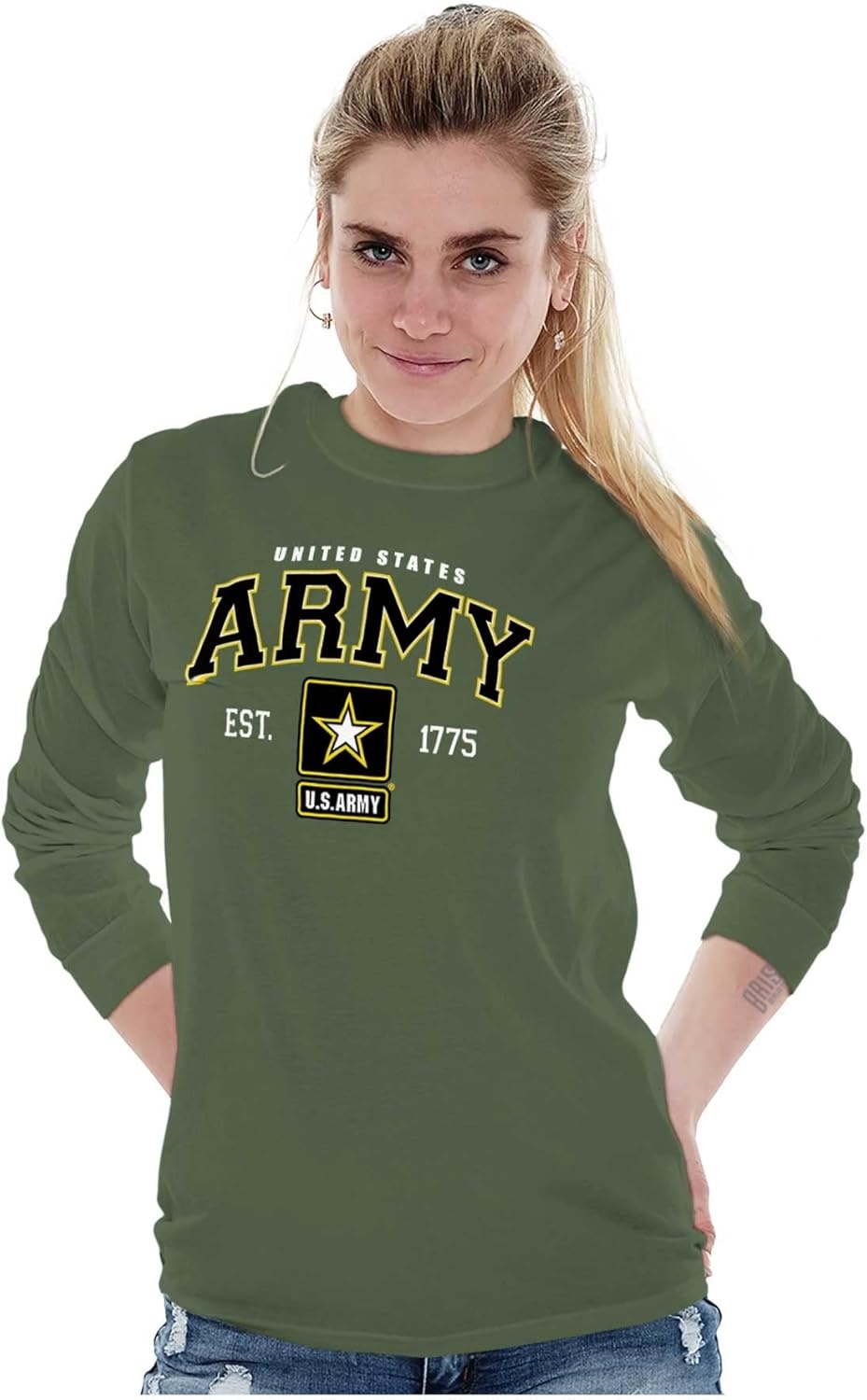 image:imageUS Army Pride United States Military Long Sleeve Tshirt Men WomenMilitary Green