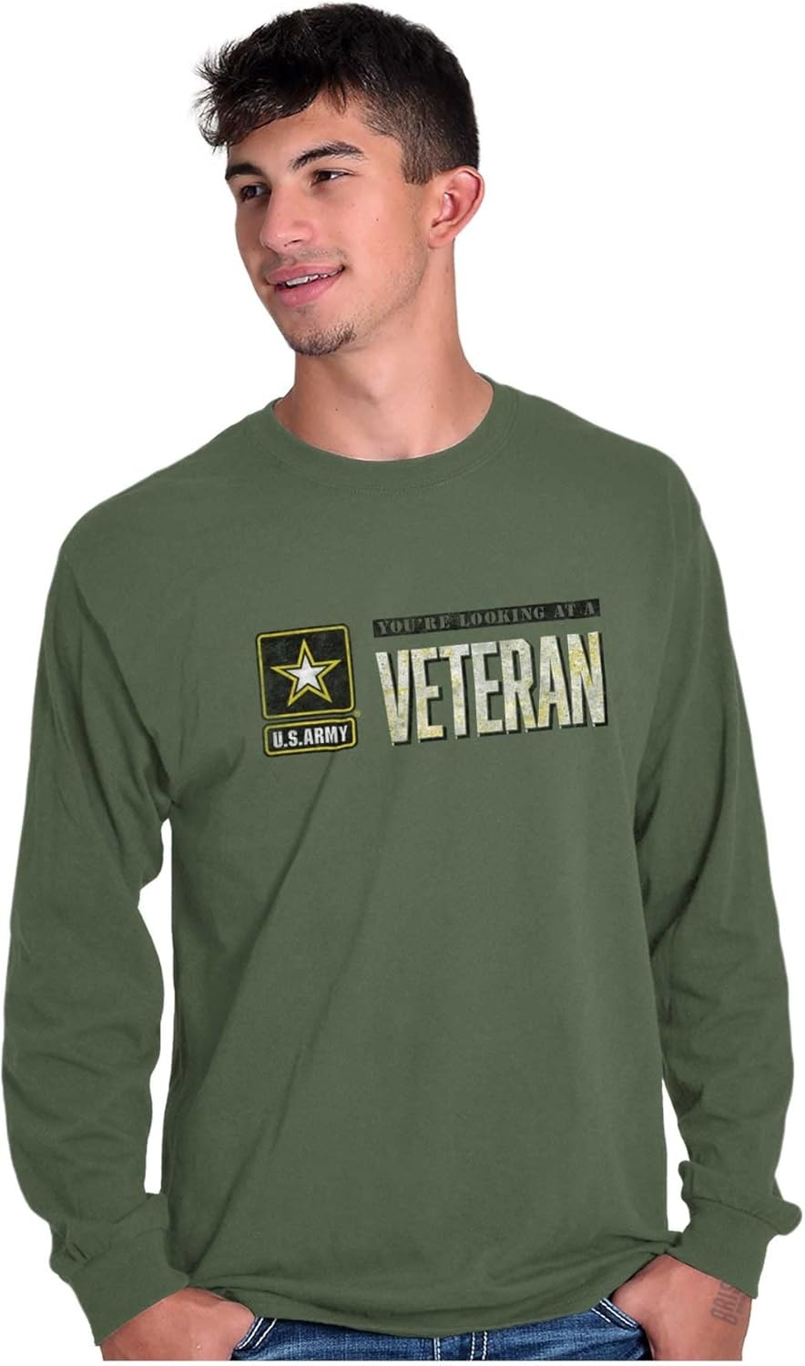 image:imageUS Army Veteran Pride Military United States Long Sleeve Tshirt Men WomenMilitary Green