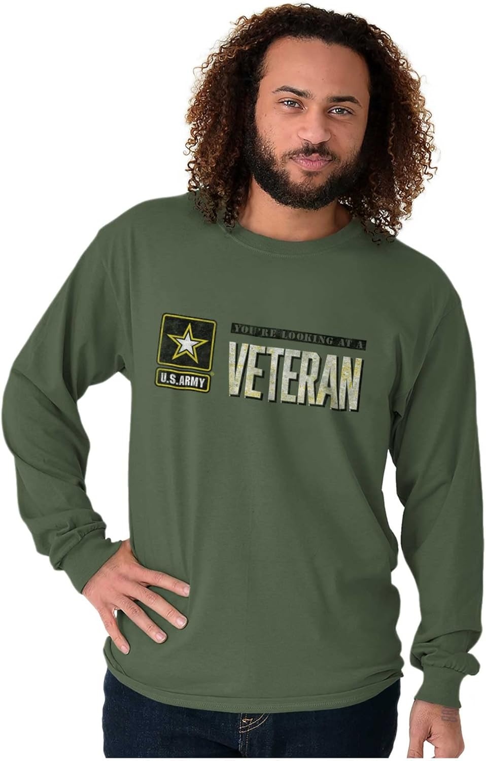 image:imageUS Army Veteran Pride Military United States Long Sleeve Tshirt Men WomenMilitary Green