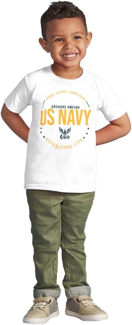 image:imageUS Navy Logo Anchors Aweigh Est 1775 Toddler Boy Girl T ShirtWhite