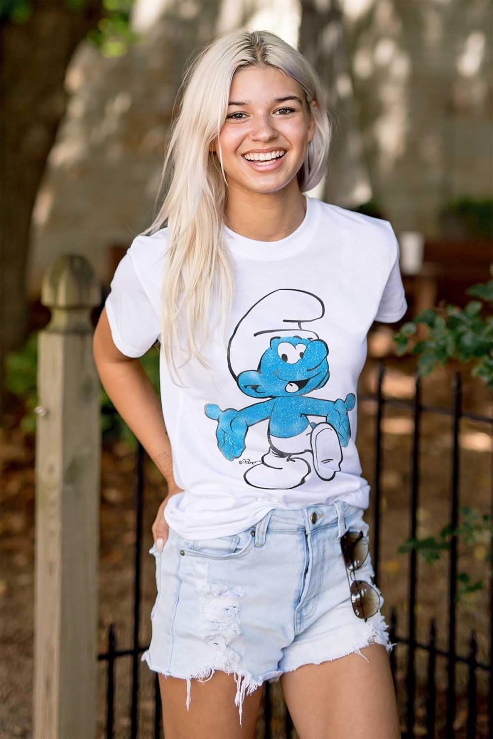 image:imageVintage Retro Smurf Cartoon Character Graphic T Shirt Men or WomenWhite