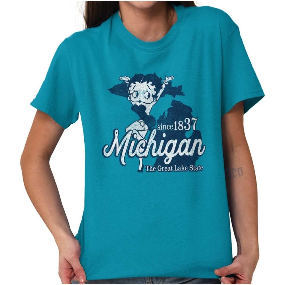 image:imageBetty Boop Cartoon American States Womens Graphic T Shirt TeesMichigan