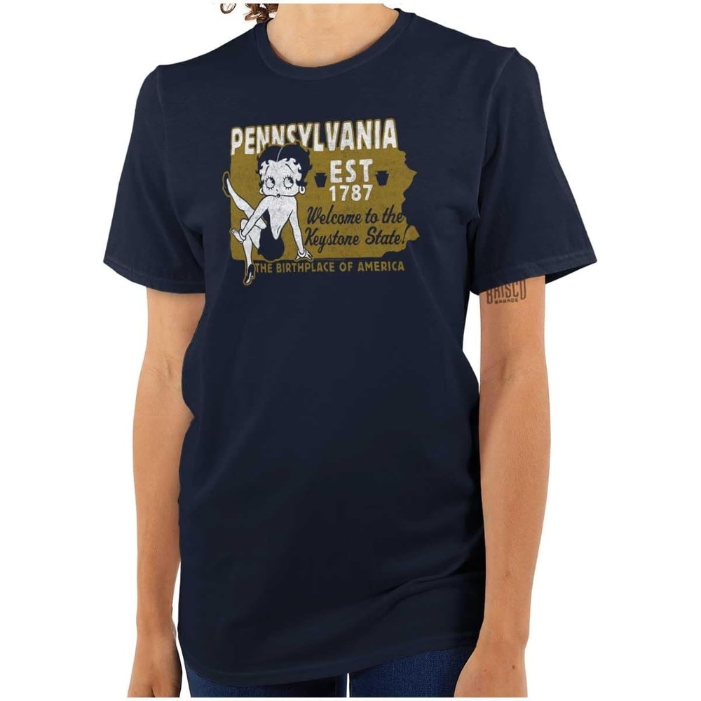 image:imageBetty Boop Cartoon American States Womens Graphic T Shirt TeesPennsylvania