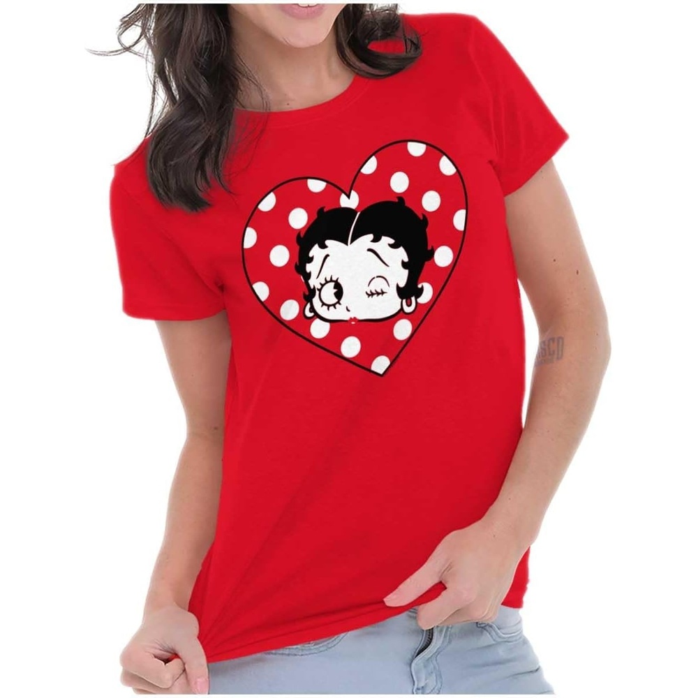 image:imageBetty Boop Wink and a Kiss Polka Dots Womens Slim Fit Graphic Tee