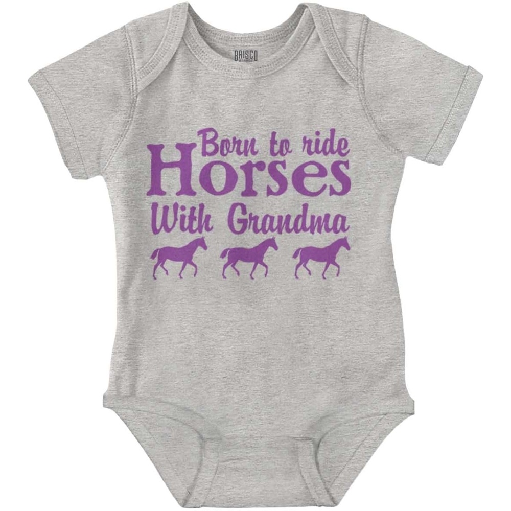 image:imageBorn To Ride Horses With Grandma Baby Romper Boys or GirlsHeather